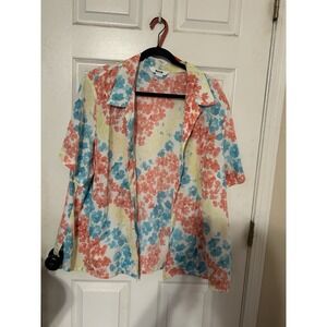 Alia Woman's Button Down Shirt Blouse Water Color Floral 22W